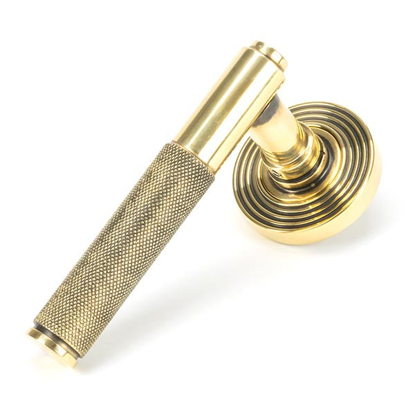 From The Anvil - Brompton Lever on Rose Set (Beehive) - Unsprung - Aged Brass - 49995 - Choice Handles