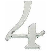 Jedo 60mm Satin Chrome Pinfix Numeral 4" - JSC-4 - Choice Handles
