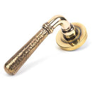 From The Anvil - Hammered Newbury Lever on Rose Set (Plain) - Unsprung - Aged Brass - 50037 - Choice Handles