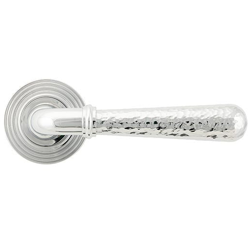 From The Anvil - Hammered Newbury Lever on Rose Set (Beehive) - Unsprung - Polished Chrome - 50043 - Choice Handles