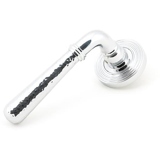 From The Anvil - Hammered Newbury Lever on Rose Set (Beehive) - Unsprung - Polished Chrome - 50043 - Choice Handles