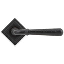 From The Anvil - Hammered Newbury Lever on Rose Set (Square) - Unsprung - Aged Bronze - 50052 - Choice Handles