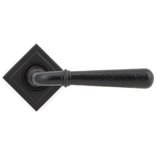From The Anvil - Hammered Newbury Lever on Rose Set (Square) - Unsprung - Aged Bronze - 50052 - Choice Handles