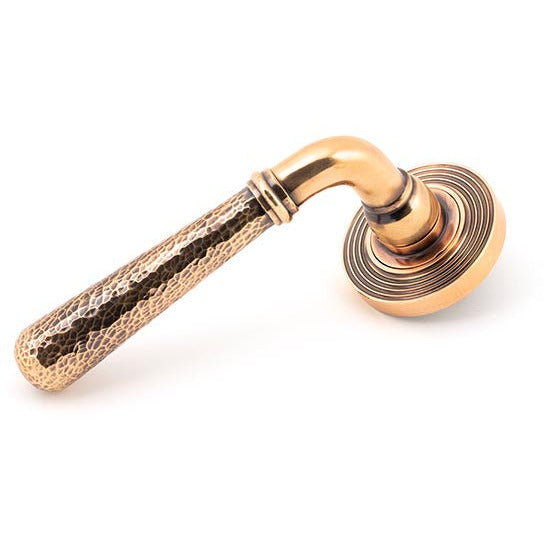 From The Anvil - Hammered Newbury Lever on Rose Set (Beehive) - Unsprung - Polished Bronze - 50055 - Choice Handles