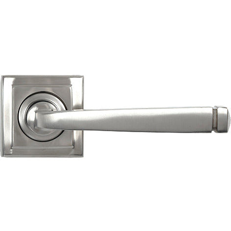 From The Anvil - Avon Round Lever on Rose Set (Square) - Unsprung - Satin Marine SS (316) - 50076 - Choice Handles