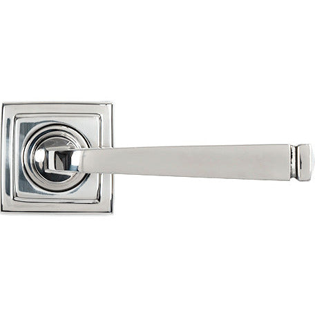 From The Anvil - Avon Round Lever on Rose Set (Square) - Unsprung - Polished Marine SS (316) - 50080 - Choice Handles