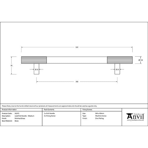 From The Anvil - Judd Pull Handle - Medium - Polished Brass - 50371 - Choice Handles
