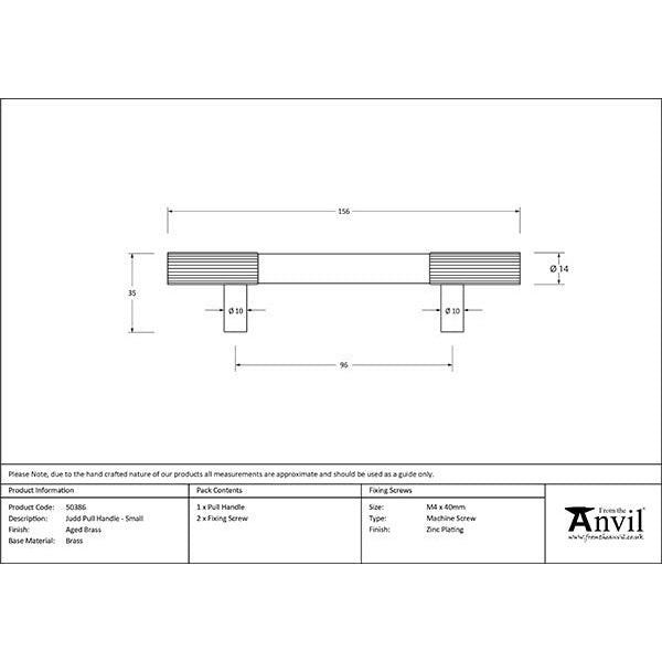 From The Anvil - Judd Pull Handle - Small - Aged Brass - 50386 - Choice Handles