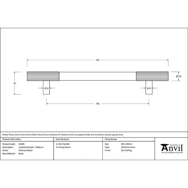 From The Anvil - Judd Pull Handle - Medium - Polished Nickel - 50399 - Choice Handles