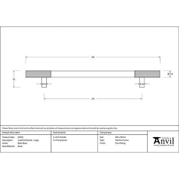 From The Anvil - Judd Pull Handle - Large - Matt Black - 50435 - Choice Handles