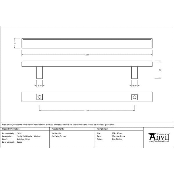 From The Anvil - Scully Pull Handle - Medium - Polished Nickel - 50521 - Choice Handles