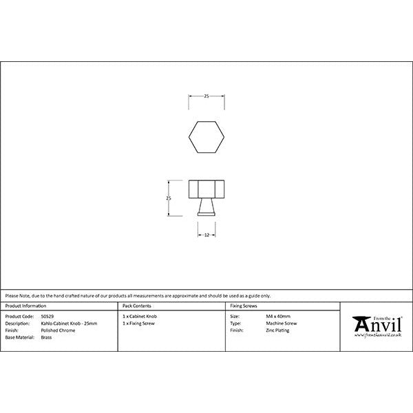 From The Anvil - Kahlo Cabinet Knob - 25mm - Polished Chrome - 50529 - Choice Handles