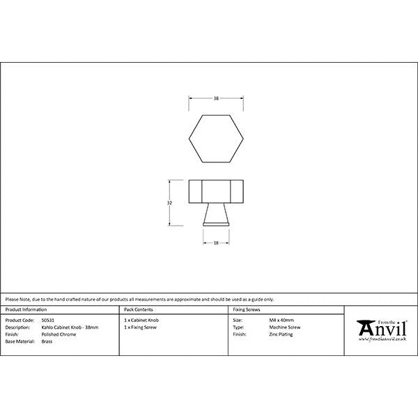 From The Anvil - Kahlo Cabinet Knob - 38mm - Polished Chrome - 50531 - Choice Handles