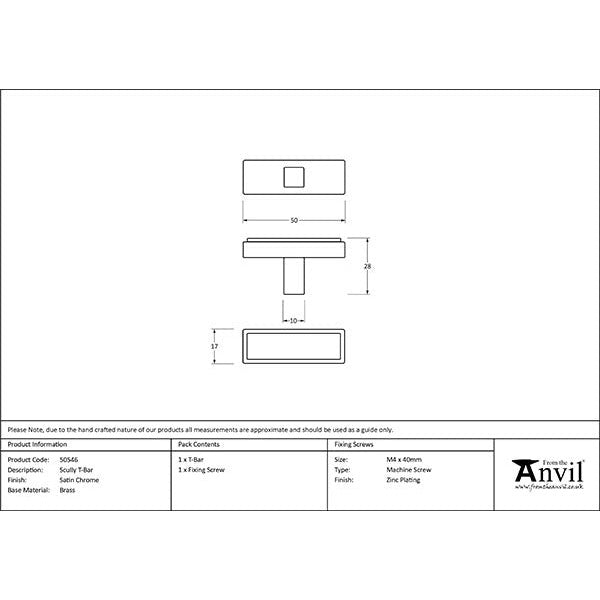 From The Anvil - Scully T-Bar - Satin Chrome - 50546 - Choice Handles
