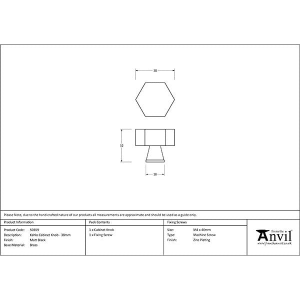 From The Anvil - Kahlo Cabinet Knob - 38mm - Matt Black - 50559 - Choice Handles