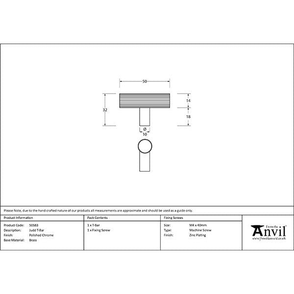 From The Anvil - Judd T-Bar - Polished Chrome - 50583 - Choice Handles