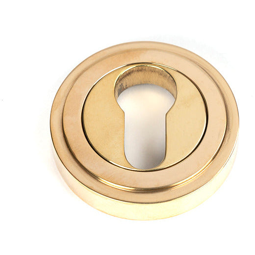 From The Anvil - Round Euro Escutcheon (Art Deco) - Polished Brass - 50593 - Choice Handles