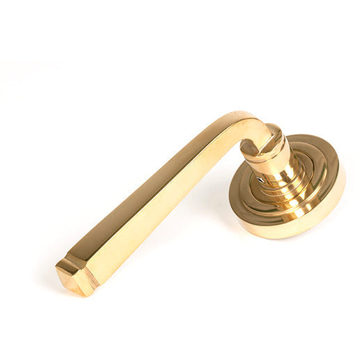 From The Anvil - Avon Round Lever on Rose Set (Art Deco) - Polished Brass - 50598 - Choice Handles