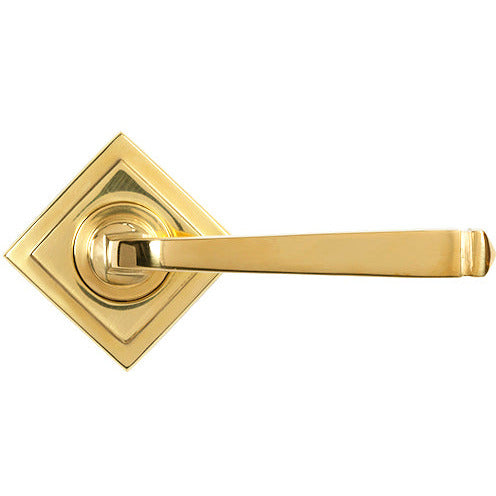 From The Anvil - Avon Round Lever on Rose Set (Square) - Unsprung - Polished Brass - 50603 - Choice Handles