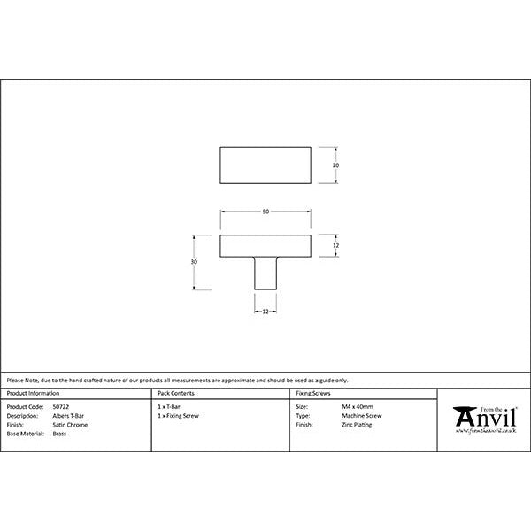 From The Anvil - Albers T-Bar - Satin Chrome - 50722 - Choice Handles