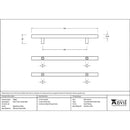 From The Anvil - 0.6m T Bar Handle B2B 32mm Diameter - Aged Brass - 50802 - Choice Handles