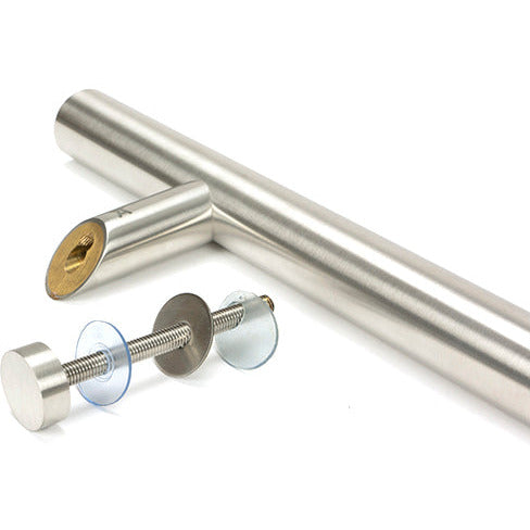 From The Anvil - 100mm Bolt Fixings for T Bar (2) - Offset - Satin Stainless Steel - 50818 - Choice Handles