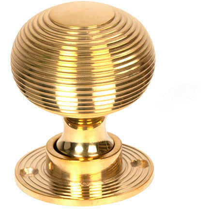 From The Anvil - Heavy Beehive Mortice/Rim Knob Set - Polished Brass - 50840 - Choice Handles