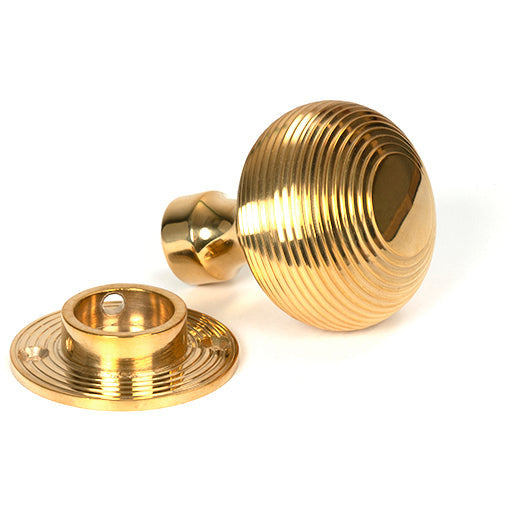 From The Anvil - Heavy Beehive Mortice/Rim Knob Set - Polished Brass - 50840 - Choice Handles