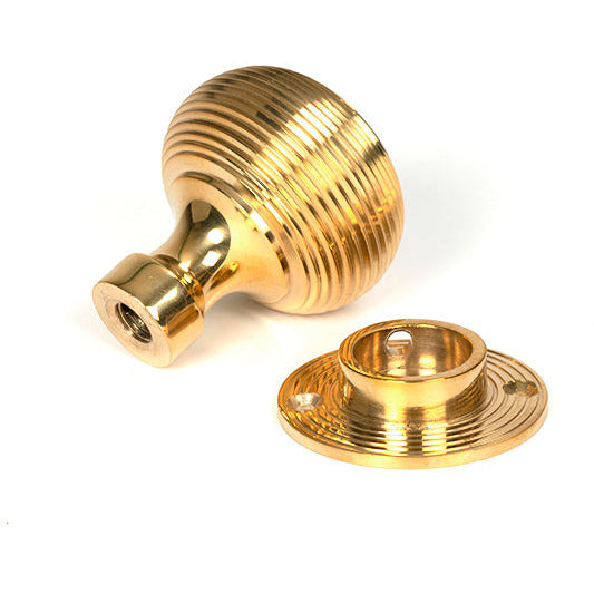 From The Anvil - Heavy Beehive Mortice/Rim Knob Set - Polished Brass - 50840 - Choice Handles