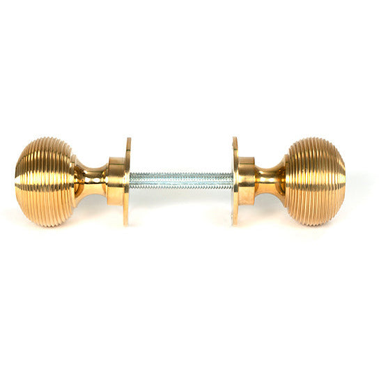 From The Anvil - Heavy Beehive Mortice/Rim Knob Set - Polished Brass - 50840 - Choice Handles