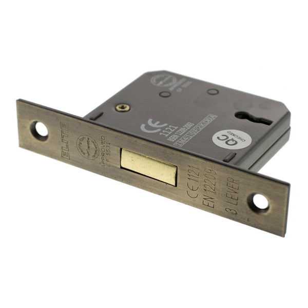 Atlantic 3 Lever Key Deadlock [CE] 2.5" 63mm - Matt Antique Brass - ALKDEAD3LK25MAB - Choice Handles