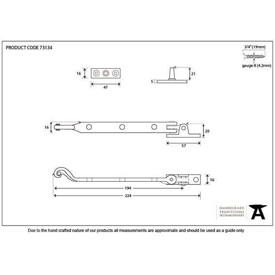 From The Anvil - 8" Rosehead Stay - Black - 73134 - Choice Handles