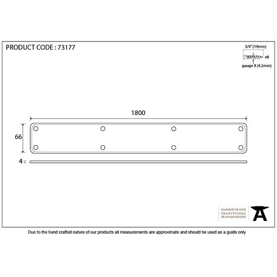 From The Anvil - 1800mm Plain Fingerplate - Pewter Patina - 73177 - Choice Handles