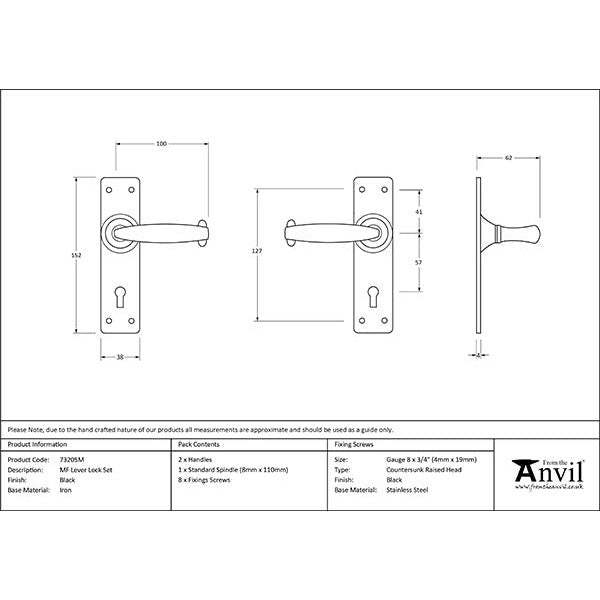 From The Anvil - MF Lever Lock Set - Black - 73205M - Choice Handles
