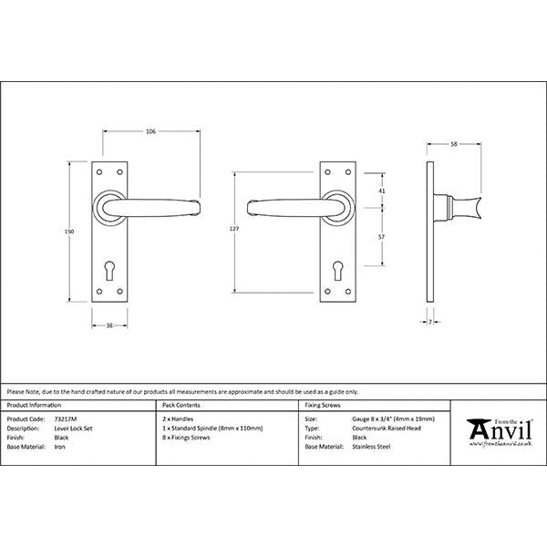 From The Anvil - Lever Lock Set - Black - 73217M - Choice Handles