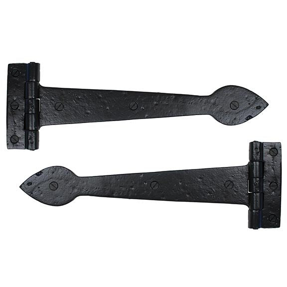 From The Anvil - Smooth 12" Cast T Hinge (pair) - Black - 73226 - Choice Handles