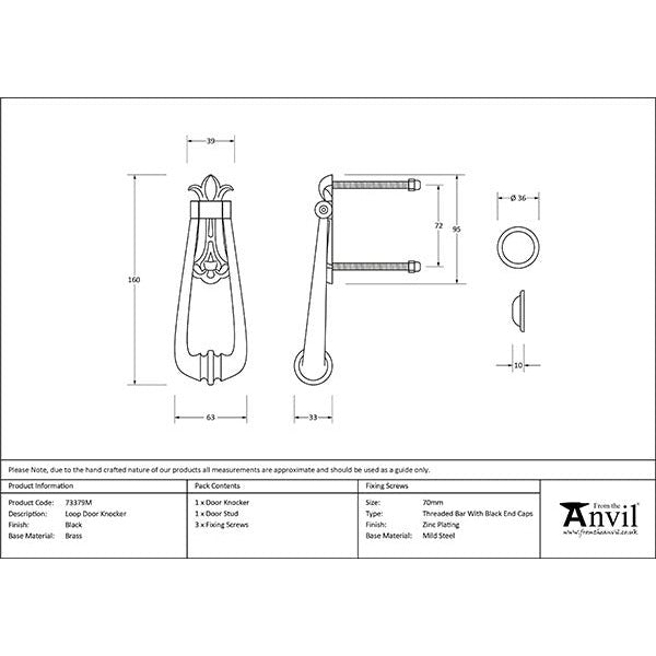 From The Anvil - Loop Door Knocker - Black - 73379M - Choice Handles