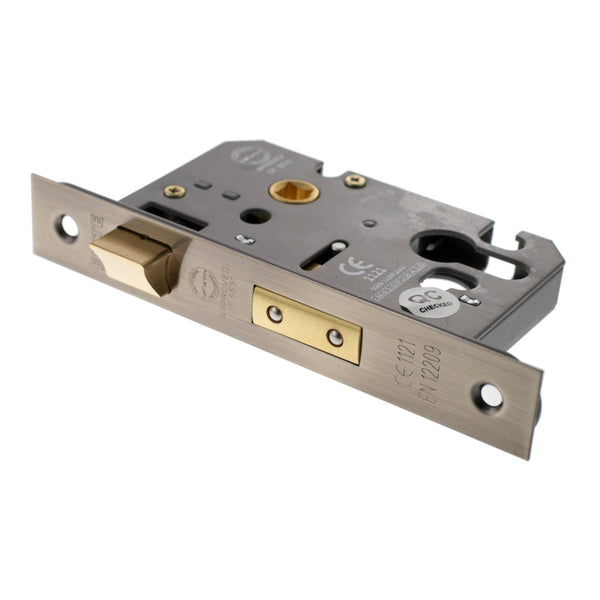 Atlantic Euro Sashlock [CE] 3" 76mm - Antique Brass - ALKSASHE3AB - Choice Handles