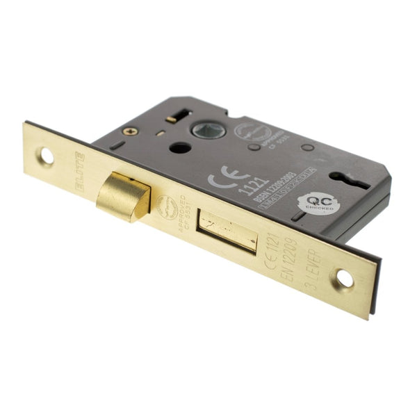 Atlantic 3 Lever Key Sashlock [CE] 3" 76mm - Satin Brass - ALKSASH3LK3SB - Choice Handles