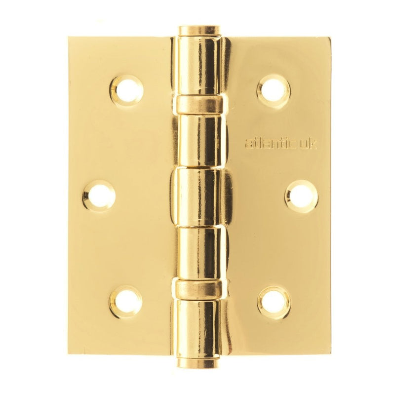 Atlantic Ball Bearing Hinges 3" x 2.5" x 2.5mm - Polished Brass - A2HB32525BP - Pair - Choice Handles