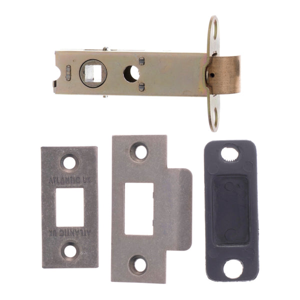 Atlantic Heavy Duty Bolt Through Tubular Latch  3" 76mm - Distressed Silver - AL3DS - Choice Handles