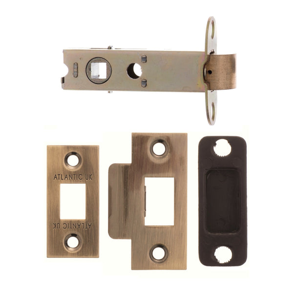 Atlantic Heavy Duty Bolt Through Tubular Latch  3" 76mm -  Antique Brass - AL3AB - Choice Handles