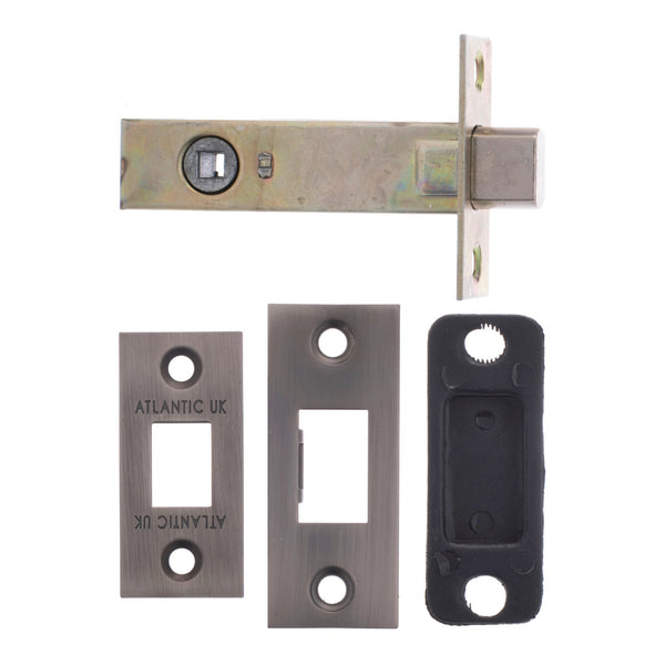 Atlantic Heavy Duty Bolt Through Tubular Latch 4" 102mm - Matt Gun Metal - AL4MBN - Choice Handles