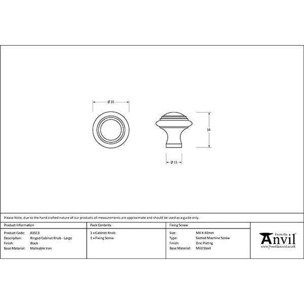 From The Anvil - Cabinet Knob - Large - Black - 83513 - Choice Handles