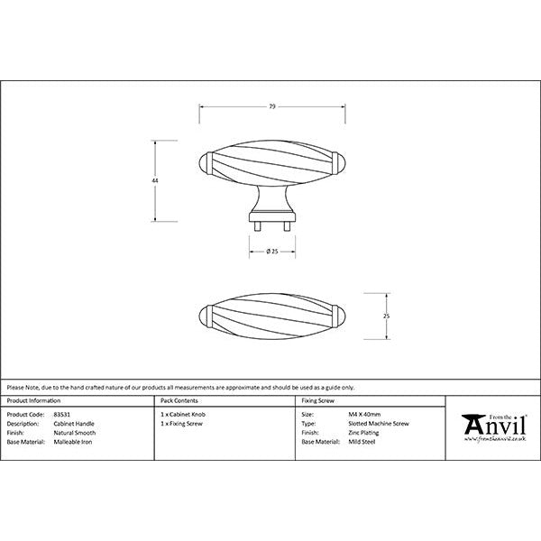 From The Anvil - Smooth Cabinet Handle - Natural Smooth - 83531 - Choice Handles