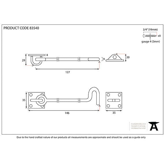 From The Anvil - 5" Cabin Hook - Black - 83540 - Choice Handles