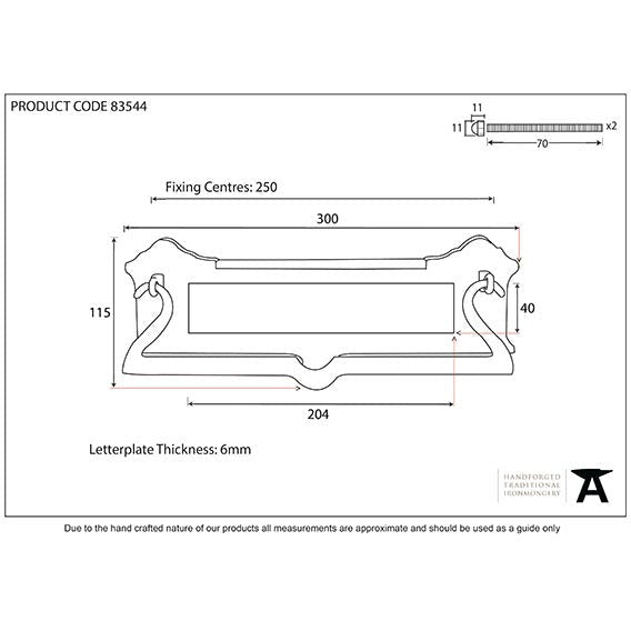 From The Anvil - Postal Letter Plate - Polished Brass - 83544 - Choice Handles