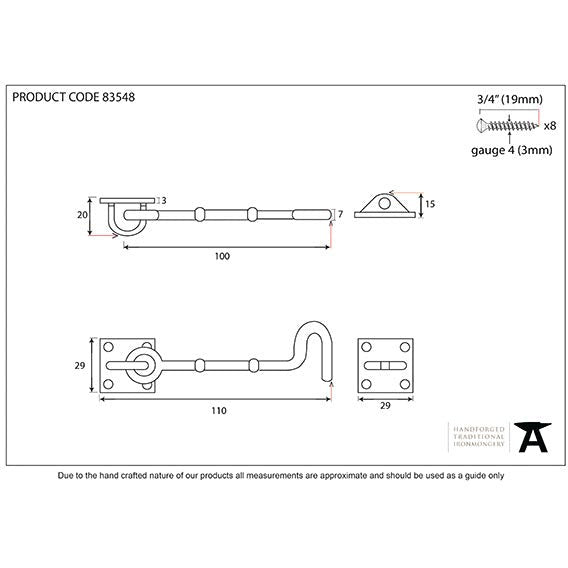 From The Anvil - 4" Cabin Hook - Polished Brass - 83548 - Choice Handles