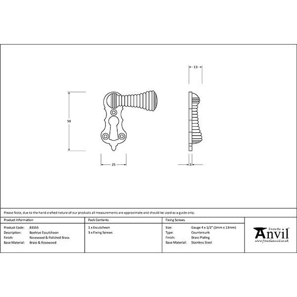 From The Anvil - Beehive Escutcheon - Rosewood - 83555 - Choice Handles
