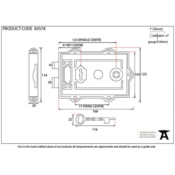 From The Anvil - Davenport Rim Lock - Iron - 83578 - Choice Handles